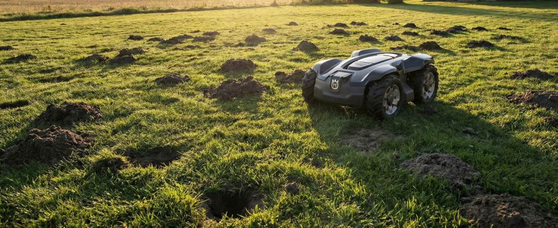 Quel robot tondeuse choisir pour un terrain avec des trous et des taupes ?